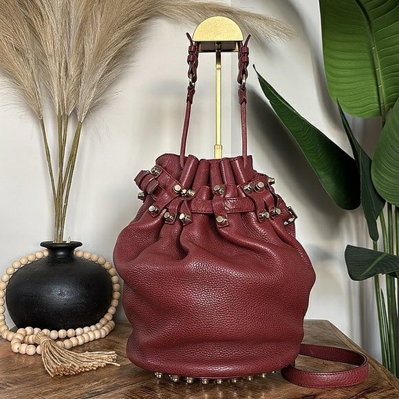 Alexander Wang Handbags - 🍷Y2K ALEXANDER WANG Wine Leather Studded Diego Bucket Bag🍷